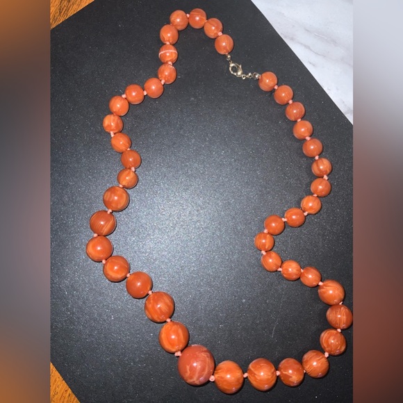 Vintage Chunky Orange Beaded Boho Necklace - Picture 8 of 8